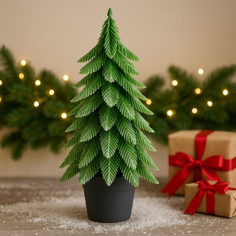 Choinka Ozdobna Dekoracyjna Sztuczna W Doniczce Srebrne Wykończenie 22 x 10 cm LEAN