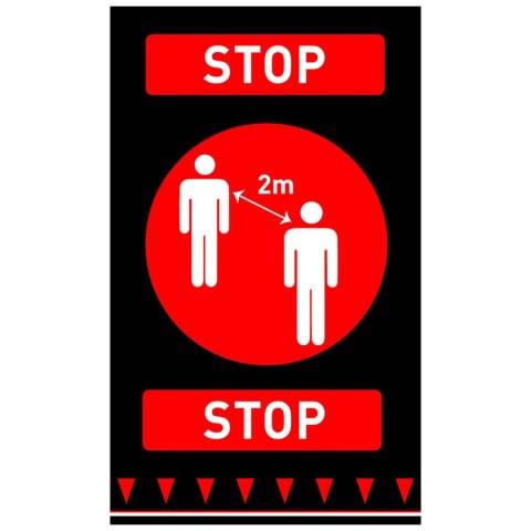 Mata podłogowa ostrzegawcza ZACHOWAJ ODSTĘP 900 mm Hendi