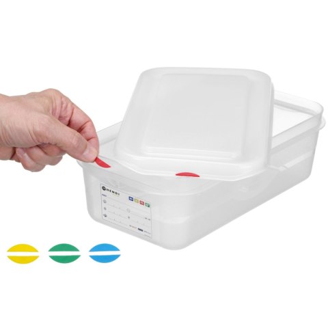 Pojemnik spożywczy GN 1/4 z etykietą pokrywką 2.8 l 265x162x100 mm Hendi