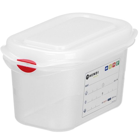 Pojemnik spożywczy GN 1/9 z etykietą pokrywką 1.5 l 176x108x150 mm Hendi