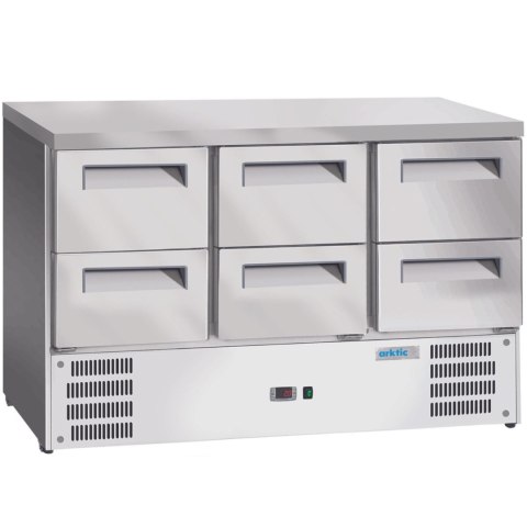 Stół chłodniczy 6 szuflad GN 1/1 368 l 304 W 1365x700x855 mm ARKTIC