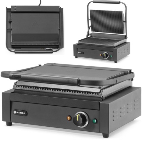 Grill elektryczny kontaktowy z płytą ryflowaną 340x235 mm 2200 W Hendi