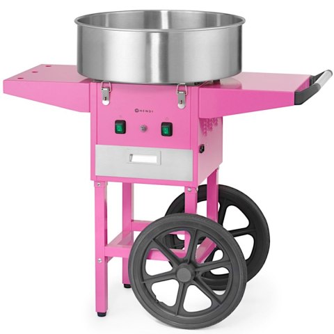 Maszyna urządzenie do waty cukrowej z wózkiem na kółkach bez pokrywy 1130 W - różowa Hendi