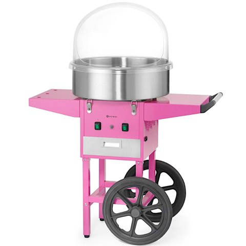 Maszyna urządzenie do waty cukrowej z wózkiem na kółkach bez pokrywy 1130 W - różowa Hendi