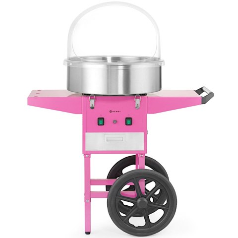 Maszyna urządzenie do waty cukrowej z wózkiem na kółkach bez pokrywy 1130 W - różowa Hendi