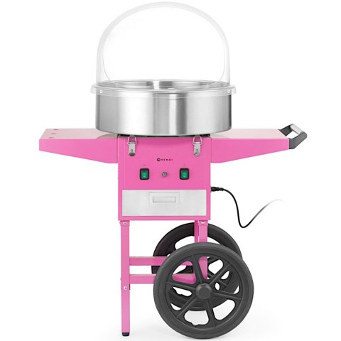 Maszyna urządzenie do waty cukrowej z wózkiem na kółkach bez pokrywy 1130 W - różowa Hendi