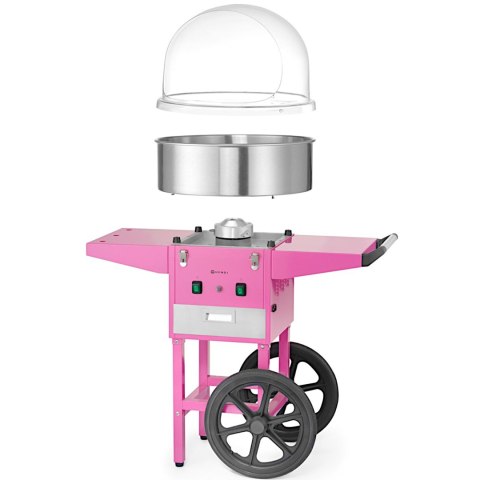 Maszyna urządzenie do waty cukrowej z wózkiem na kółkach bez pokrywy 1130 W - różowa Hendi