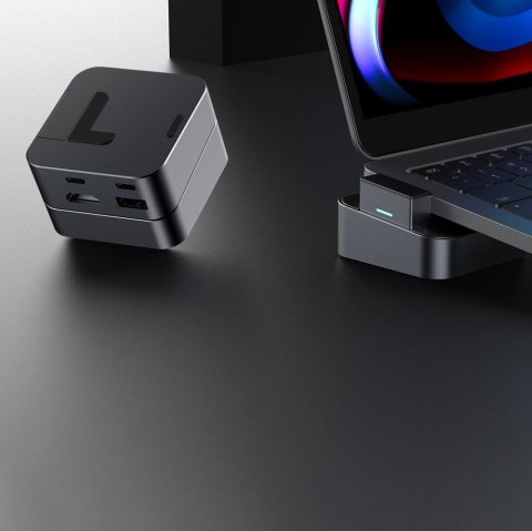 Podstawka wielofunkcyjny HUB do MacBook Pro USB-C USB 3.0 RJ45 HDMI Thunderbolt szary JOYROOM