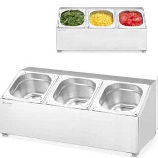 Stojak ekspozytor stalowy na pojemniki gastronomiczne 3x GN 1/6 Hendi