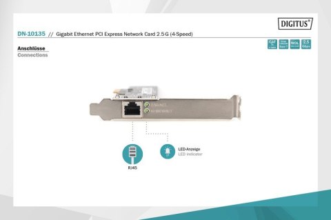 Karta sieciowa przewodowa PCI Express 1x RJ45 2.5 Gigabit Ethernet 10/100/1000/2500Mbps Digitus