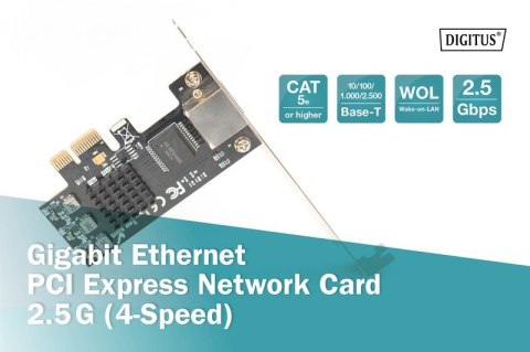 Karta sieciowa przewodowa PCI Express 1x RJ45 2.5 Gigabit Ethernet 10/100/1000/2500Mbps Digitus