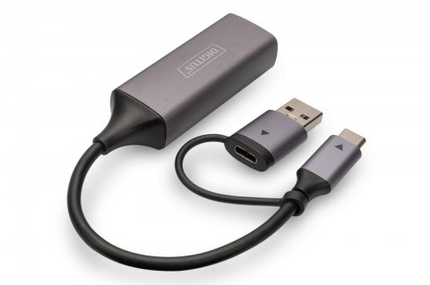 Karta sieciowa przewodowa USB 3.1 Typ C + USB A do 1x RJ45 2.5 Gigabit Ethernet 10/100/1000/2500Mbps Digitus