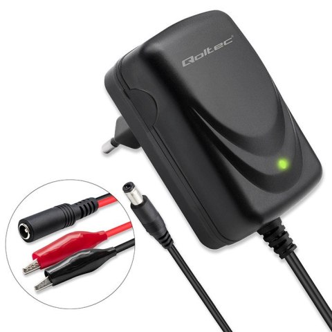 Automatyczna ładowarka do akumulatora AGM GEL STD 12V | 1.5A | Prostownik z sygnalizatorem LED Qoltec