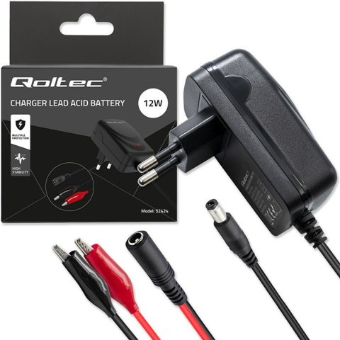 Automatyczna ładowarka do akumulatora AGM GEL STD 12V | 1.5A | Prostownik z sygnalizatorem LED Qoltec