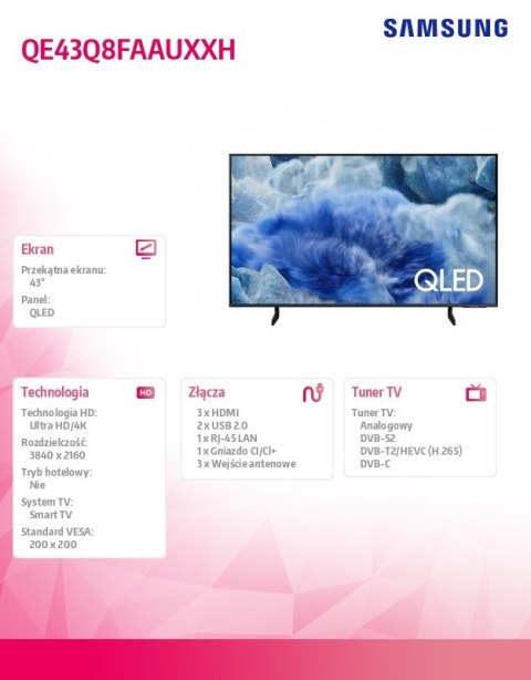 Telewizor 43 cale QE43Q8FAAUXXH Samsung