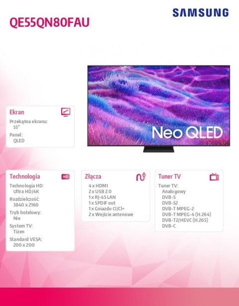 Telewizor QLED 55 cali QE55QN80FAUXXH Samsung