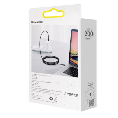 Kabel przewód Superior USB-C - USB-C szybkie ładowanie 100W 5A 2m - czarny BASEUS