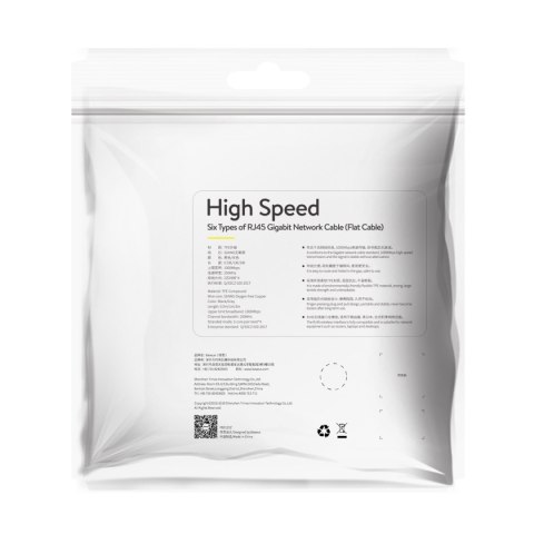 Kabel sieciowy RJ45 płaski High Speed Ethernet CAT6 1m - czarny BASEUS