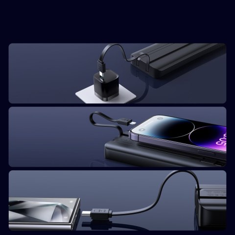 Powerbank 10000mAh z wbudowanymi kablami USB-C iPhone Lightning - czarny JOYROOM