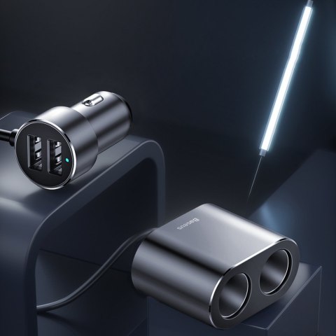 Rozdzielacz gniazda zapalniczki samochodowej ładowarka 2x USB 3.1A 17W czarny BASEUS