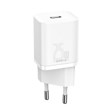 Szybka ładowarka sieciowa Si 25W 3A z kablem USB-C 1m biały BASEUS