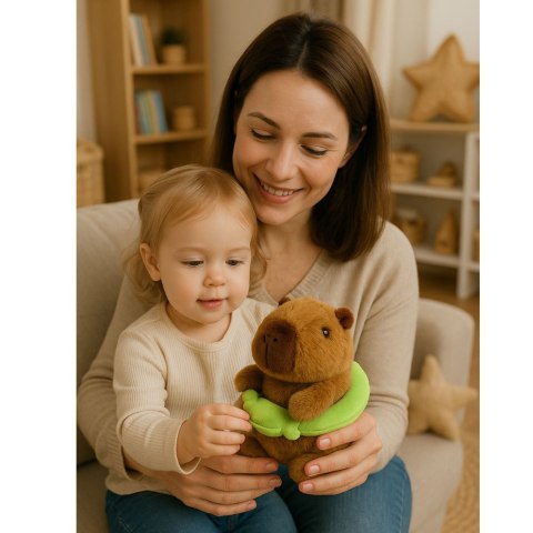 Pluszowa Kapibara Zielone Koło Ratunkowe Z Żabą Brązowa 20cm LEAN Toys