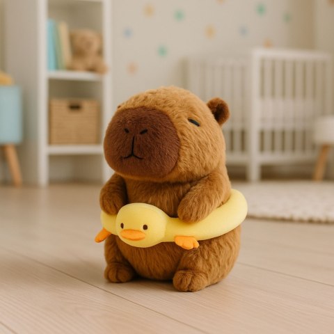 Pluszowa Kapibara Żółte Koło Ratunkowe Z Kaczką Brązowa 20cm LEAN Toys