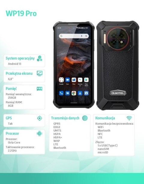 Smartfon WP19 Pro 8/256 GB czarny OUKITEL
