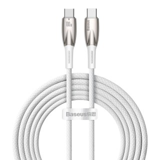 Kabel przewód do szybkiego ładowania Glimmer Series USB-C 480Mb/s PD 100W 2m biały BASEUS