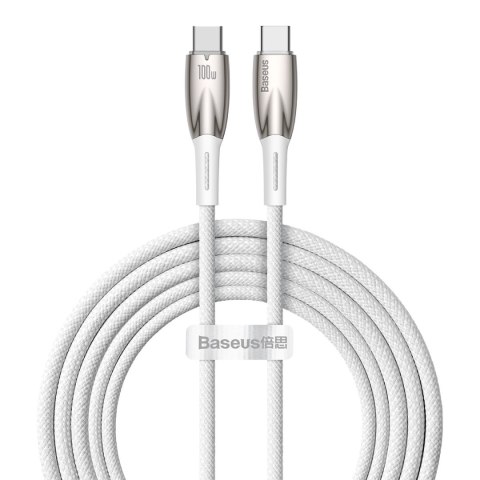 Kabel przewód do szybkiego ładowania Glimmer Series USB-C 480Mb/s PD 100W 2m biały BASEUS
