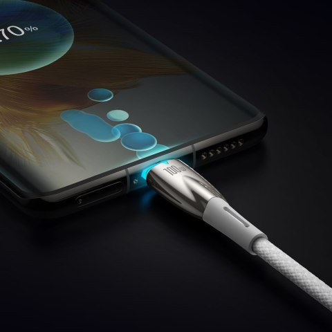 Kabel przewód do szybkiego ładowania Glimmer Series USB-C 480Mb/s PD 100W 2m biały BASEUS