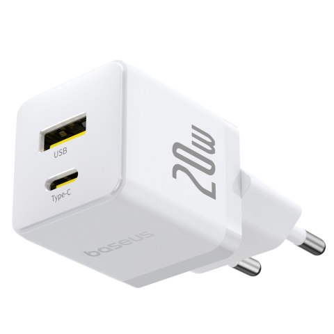 Ładowarka sieciowa Palm 20W USB-C USB-A - biała BASEUS
