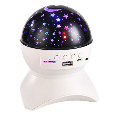Lampka Nocna Projektor Gwiazd Głośnik 3w1 LED Bluetooth Biała LEAN