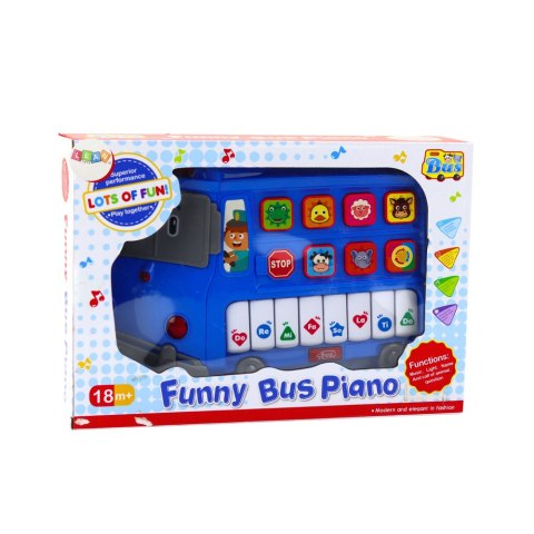 Pianinko Elektryczne Edukacyjne Dla Malucha Autobus Niebieski LEAN Toys