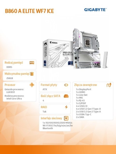 Płyta główna B860 A ELITE WF7 ICE Gigabyte