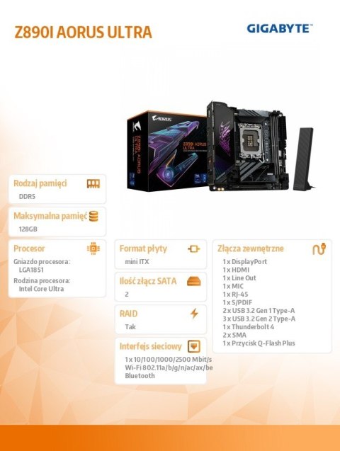 Płyta główna Z890I AORUS ULTRA Gigabyte