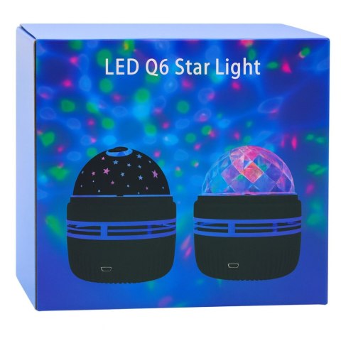 Projektor Kula Lampka Nocna Kolorowe Światła LED Pilot 360° LEAN