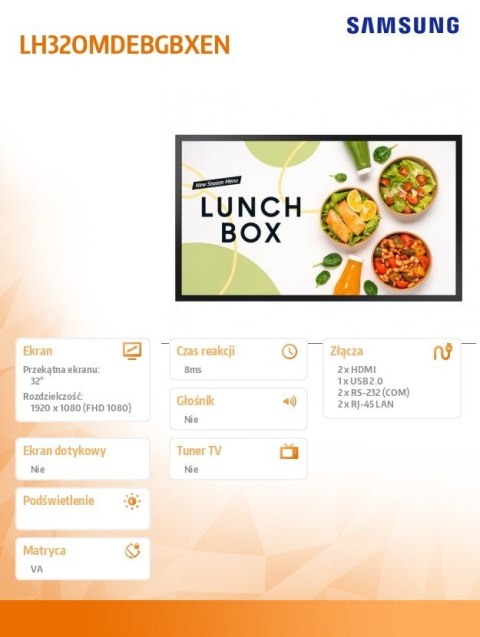 Monitor 32 cale OM32DX LH32OMDEBGBXEN Samsung