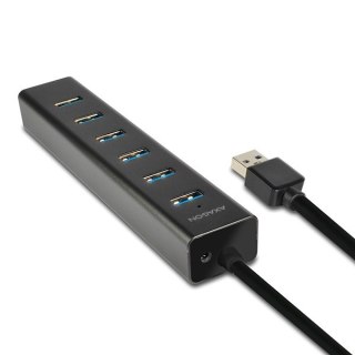 HUE-SA7BP Hub 7-portowy USB 3.2 GEN 1 aluminum charging hub, AC adapter AXAGON