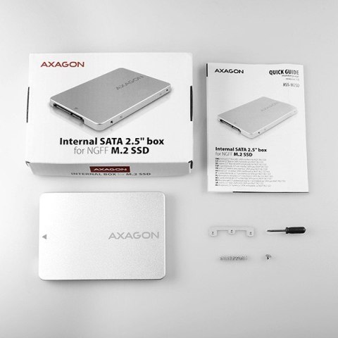 RSS-M2SD Wewnętrzna obudowa 2.5" z interfejsem SATA do dysków SSD M.2 SATA, srebrny AXAGON