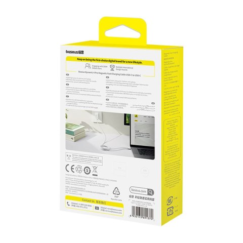 Kabel magnetyczny z oplotem USB-C 100W 1m - biały BASEUS