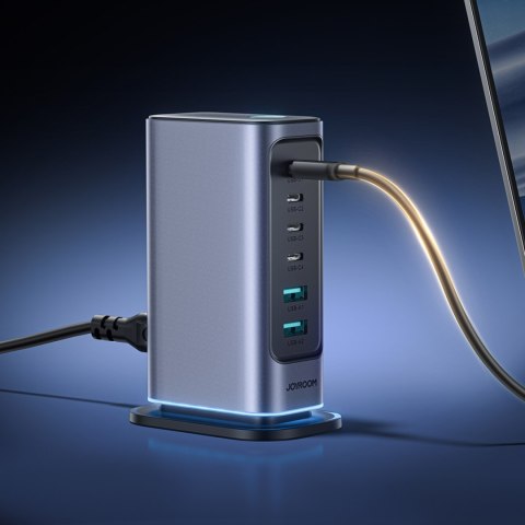Stacja ładowania ładowarka wieloportowa GaN 65W EU 4x USB-C i 2x USB-A - ciemnoszara JOYROOM