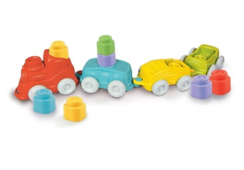 Clemmy Kolorowy Pociąg Sensoryczny Lokomotywa Wagony Klocki 70cm Clementoni 17961 Clementoni