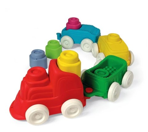 Clemmy Kolorowy Pociąg Sensoryczny Lokomotywa Wagony Klocki 70cm Clementoni 17961 Clementoni