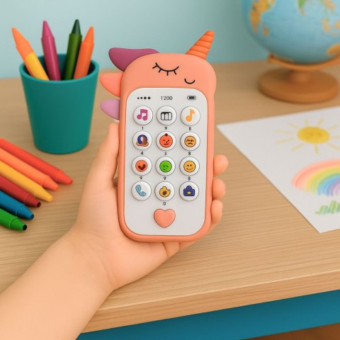 Dziecięcy Telefon Edukacyjny Światła Dźwięki Melodie Różowy LEAN TOYS