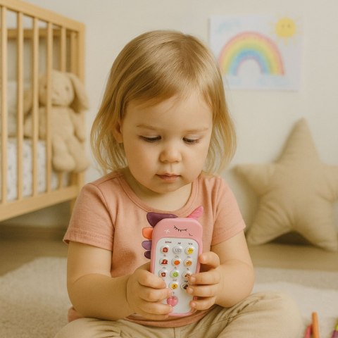 Dziecięcy Telefon Edukacyjny Światła Dźwięki Melodie Różowy LEAN TOYS
