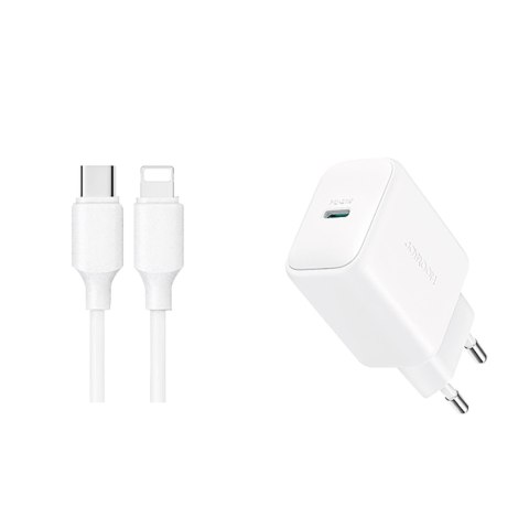 Ładowarka sieciowa USB-C PD QC 20W + kabel do iPhone Lightning 1m - biała JOYROOM
