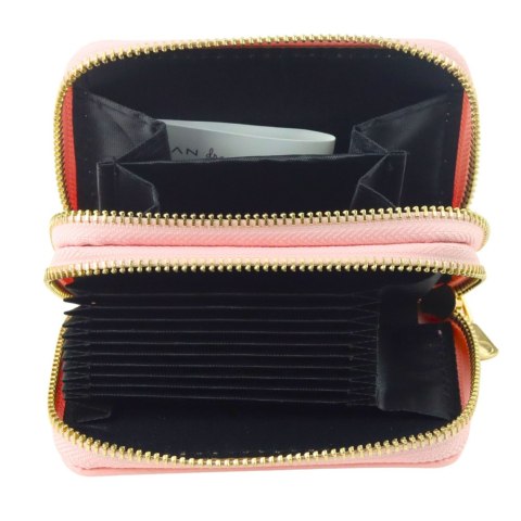 Portfel Dwukomorowy Przegrody na Karty Kapibara Różowy 12,5 x 8,5cm LEAN