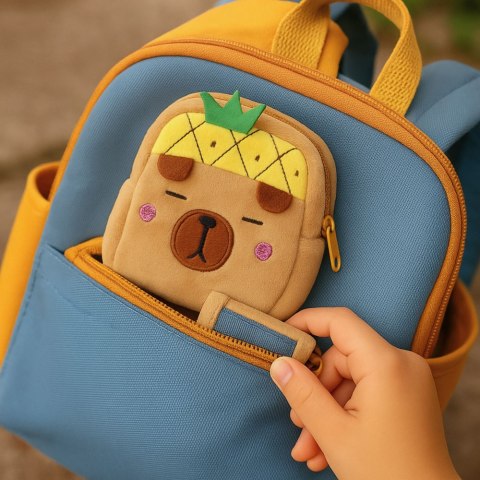 Portfelik Pluszowy Z Brelokiem Kapibara Ananas Żółty 9,5 x 8 cm LEAN