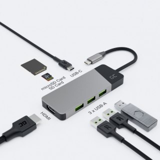 Hub adapter USB-C Connect 3xUSB 3.1 HDMI 4K 60Hz USB-C PD 85W Green Cell